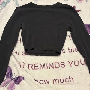 Zara Black Long Sleeve Crop Sweatshirt